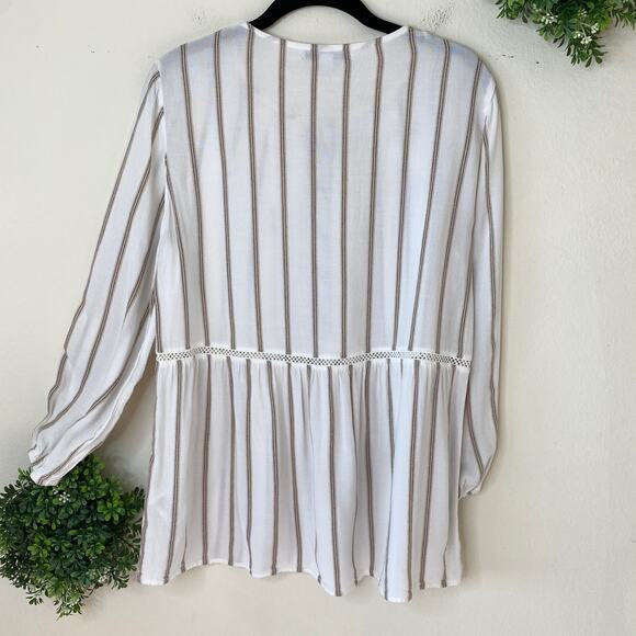 Fever white striped boho peasant blouse - Picture 5 of 9